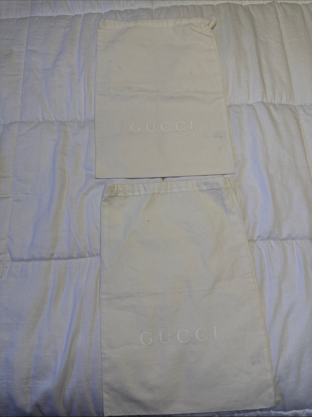 Gucci Cream Cotton Drawstring Dust Bags - Set of 2